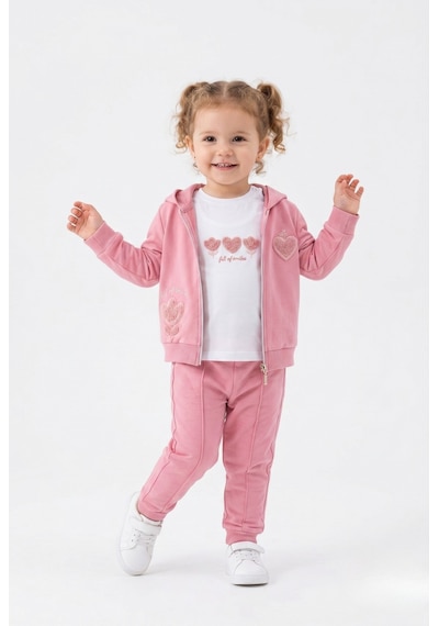 Toontoy Kids Toontoy Kız Çocuk 3'lü Eşofman Takımı Uzun Kollu Bisiklet Yaka Nakışlı T-shirt - Kapüşonlu Fermuarlı Hırka- Beli Paçası Lastikli Eşofman Altı 25041 Gülkurusu Toontoy Kids Toontoy Kız Çocuk 3'lü Eşofman Takımı Uzun Kollu Bisiklet Yaka Nakışlı T-shirt - Kapüşonlu Fermuarlı Hırka- Beli Paçası Lastikli Eşofman Altı 25041 Gülkurusu