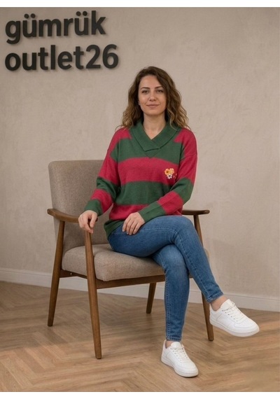 Noqkta Kadın Retro Kazak Çok Renkli