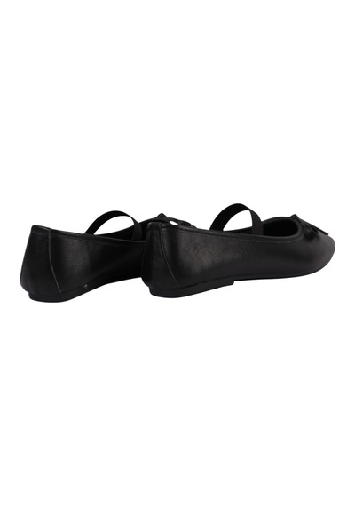 Napa Shoes Kadın Lastik Bantlı Fiyonklu Kare Burun Babet Ayakkabı Napa-aes19210 Siyah