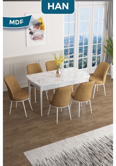 Canisa Han Serisi, 70x114 Açılabilir Mdf Masa Takımı, Beyaz Mermer Desen Masa 4 Cappucino Sandalye Masa Beyaz Mermer Sandalyeler Cappucino Canisa Han Serisi, 70x114 Açılabilir Mdf Masa Takımı, Beyaz Mermer Desen Masa 4 Cappucino Sandalye Masa Beyaz Mermer Sandalyeler Cappucino