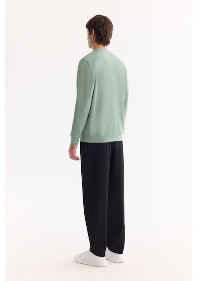 Avva Erkek Su Yeşili Bisiklet Yaka Pamuklu Bi-stretch Baskılı Regular Fit Sweatshirt A52y1325 Yeşil
