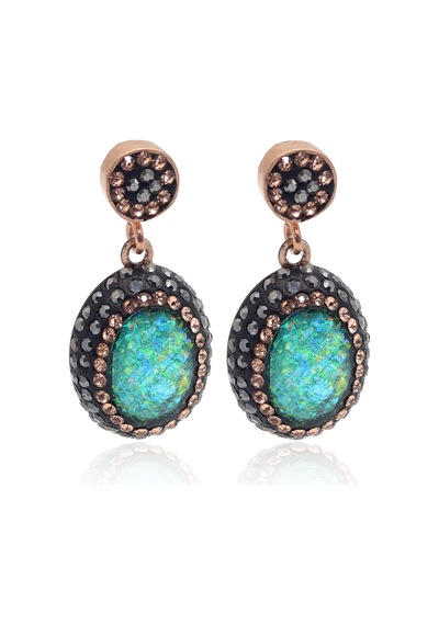 Yeşil Paraiba Ve Swarovski Taşlı 925 Ayar Gümüş Kadın Üçlü Set 201025578
