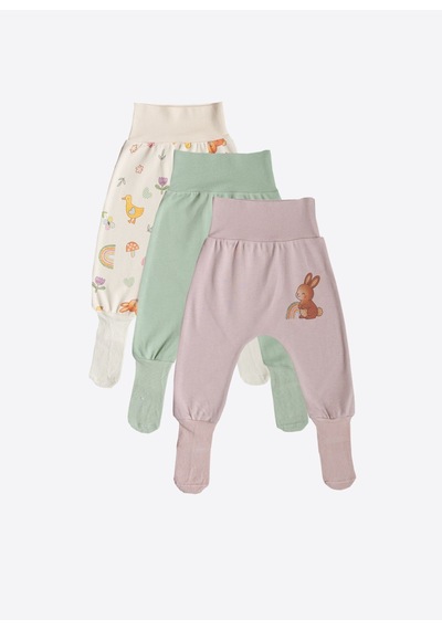 KitiKate Organik Cute Bunny 3'lü Çoraptolon Pembe