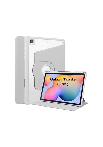 Samsung Galaxy Tab Uyumlu A9 8.7inç X110 X113 X115 X117 Kılıf Termik Kalem Bölmeli Dönebilen Standlı Kılıf