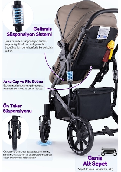 Prego Range Pro Portbebeli i-Size Sertifikalı Travel Bebek Arabası - UPF 50+ UV Korumalı