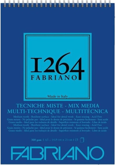 Fabriano 1264 Mix Media Defter 300 G A5 -15 Yp Spiralli