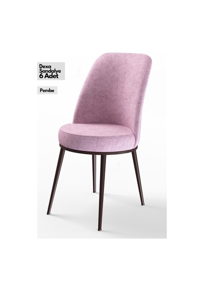Canisa Concept Canisa Dexa Serisi 1.sınıf Yemek Ve Mutfak Sandalyesi , 6 Adet , Pembe , Ayaklar Kahverengi Sandalye Pembe Ayaklar Kahve