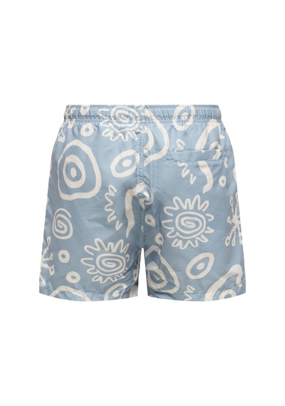 Only & Sons Onsprınt Erkek Deniz Şortu Desenli Rahat Yazlık Regular Fit Mavi