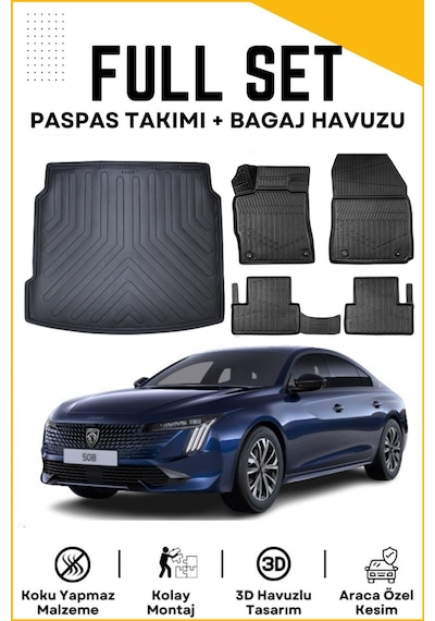 Peugeot 508 2023 Model Birebir Uyumlu Bagaj Havuzu+paspas Seti