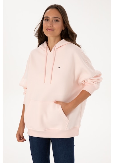 U.S. Polo Assn. Kadın Açık Pembe Şardonlu Kapüşonlu Sweatshırt 50313567-VR078