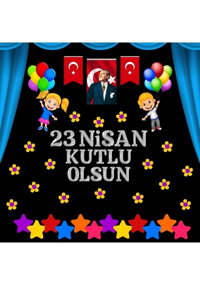 23 Nisan Kutlu Olsun Premium Vinil Pano 160 160 Cm 03 Tek Parça Diğer