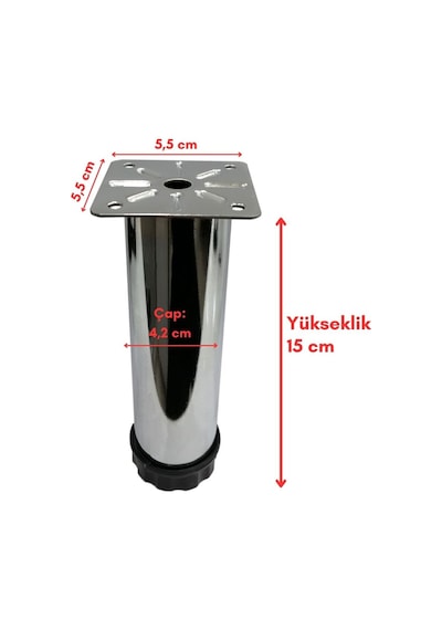 15 Cm Ayarlanabilir Mobilya Kanepe Baza Koltuk Metal Destek Yükseltici Ayağı Krom Ayakları Metalik Diğer