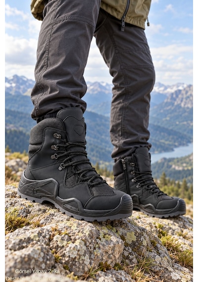 Muggo Everest Erkek Tactical Askeri Fermuarlı Ve Bağcıklı Postal Çöl Botu Siyah