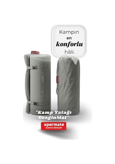 Xpermate Gezginmat Kamp Yatağı Tek Kişilik Taşıma Çantalı Kamp Matı 70 x 180 x 6 CM Gri