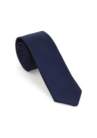 Lacivert Oxford Model Mendilli Slim Kravat - Brianze Mkas - 5 Lacivert