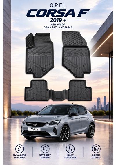 Opel Corsa F 2019+ Aracınıza Özel Üretim Havuzlu Paspas Takımı A+ -mod-