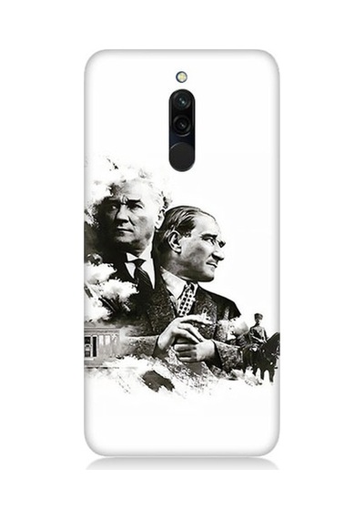 Xiaomi Redmi 8 Uyumlu Siyah Beyaz Mustafa Kemal Atatürk Desenli Silikon Kılıf