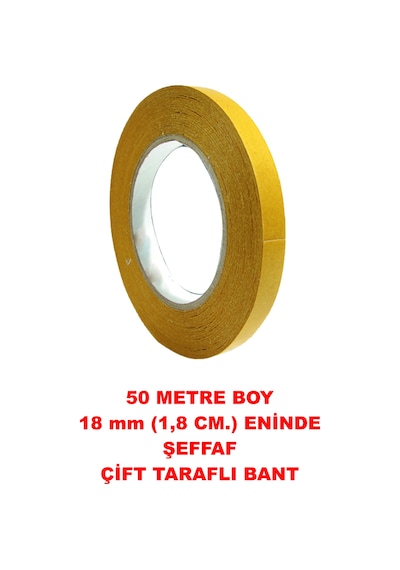 Çift Taraflı Şeffaf Bant 50 M. 18 Mm 1 Adet