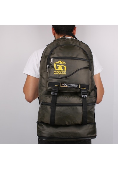 Bagacar Haki Körüklü Dağcı Sırt Çantası 65 litre Kamp Çantası