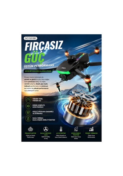 Fırçasız Motorlu Katlanabilir Kamera Drone 480p Çift Kamera, Wifi Fpv, 360 Engel Algılama, 2 Batarya Beyaz