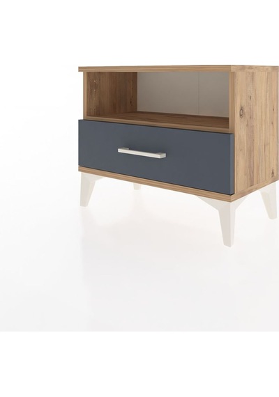 Arges Komodin Tek Raflı Tek Çekmeceli 60x30x48 Çam-antrasit Çam