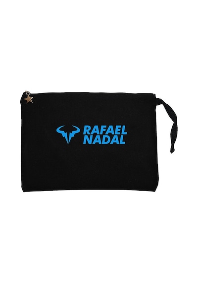 Rafael Nadal Blue Logo Text Siyah Clutch Cüzdan / El Çantası Siyah