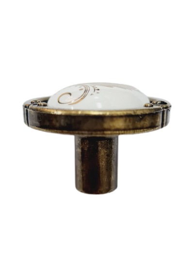 Porselen Düğme Kulp Metal Antiksarı Motifli / 5 Adet Antik