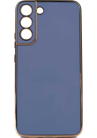 Kilifone - Galaxy S22 Plus Uyumlu Kılıf Kenarları Parlak Altın Renkli Silikon Bark Kapak - Mavi Açık - T21638