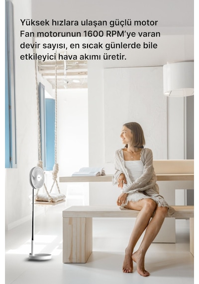 Taşınabilir Şarjlı Vantilatör 24 Saat Kullanım 3 Kademeli 180° Sessiz Ayaklı Katlanabilir Fan X6103