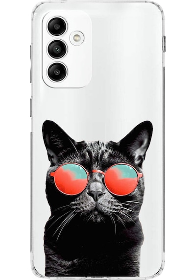 Samsung Galaxy M13 İle Uyumlu Kedi 3 Kamera Korumalı Şeffaf Kılıf Şeffaf