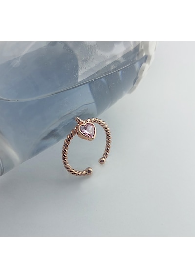 Vaoov 925 Ayar Gümüş Kalp Sallantılı Yüzük Rose