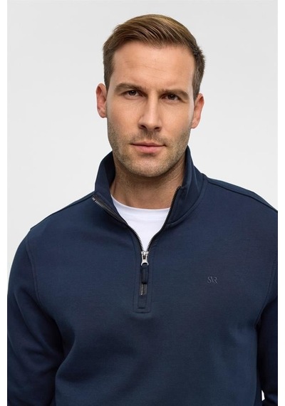Süvari Lacivert Regular Düz Yarım Balıkçı Yaka Sweatshirt Lacivert
