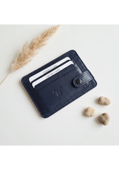 Passtell %100 Hakiki Deri Trend Model Minimalist Unisex Kredi Kartlık Ve Cüzdan Ebatlar 11,5 Cm /8,5 Cm Lacivert