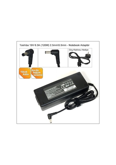 Ala-T020 - Toshiba Uyumlu 19V 6.3A Notebook Adaptoru - 2.5Mm/5.5Mm