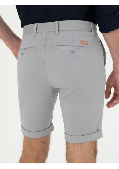 Cacharel Gri Regular Fit Beli Bağcıklı Şort