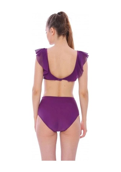 Argisa Düz Fırfırlı Yüksek Bel Yeni Bikini Mor