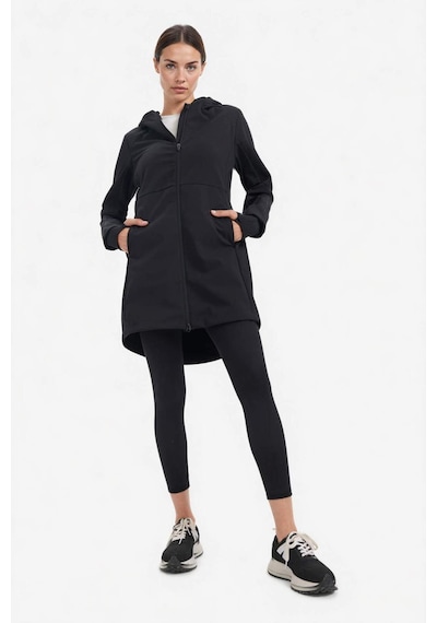 Defacto Defactofit Su Geçirmez Softshell Slim Fit Dar Kesim Kapüşonlu Fermuarlı Cepli Parka E5702ax25aubk81 Siyah