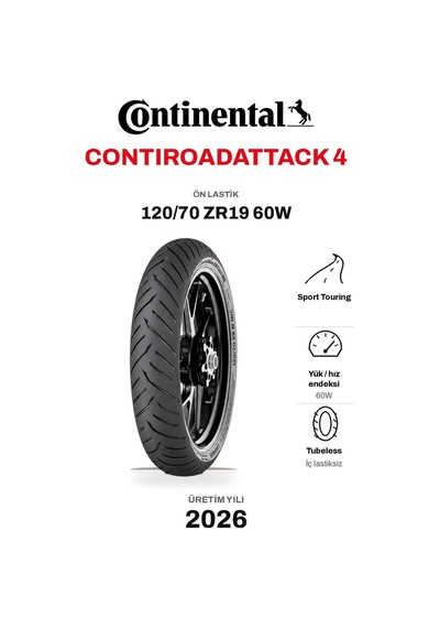 Continental Contiroadattack 4 120/70 Zr19 60w Ön Motosiklet Lastiği 2026
