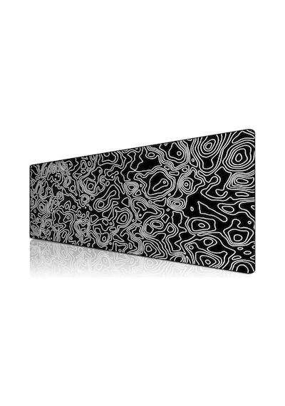 Pro - 4 Farklı Model Dikişli Kenar 100x50 Cm Oyuncu Gaming Mouse Pad Black Map Lines