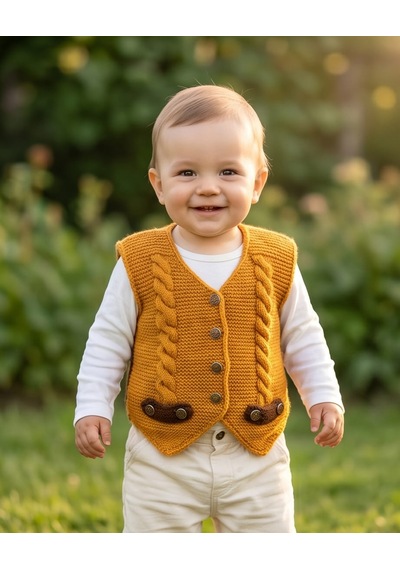 Busako Baby Ta-001 El Örgüsü Bebek Efe Yeleği/yelek-bebek-çocuk Kahverengi