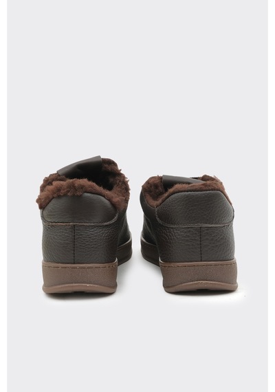 Derinet Hakiki Deri Comfort Taban Kürklü Kadın Sneaker Kahve Kahve