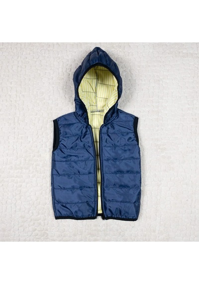 Momikon Unisex Kapüşonlu Lacivert Mevsimlik Çocuk Yelek