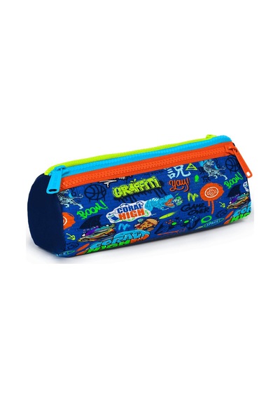 Coral High Kids Saks Grafiti Desenli Üç Bölmeli Kalem Çantası 22067