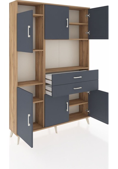 Arges Dolap 8 Raflı 2 Çekmeceli 6 Kapaklı 132x30x195 Çam-antrasit/antrasit Antrasıt/antrasıt Arges Dolap 8 Raflı 2 Çekmeceli 6 Kapaklı 132x30x195 Çam-antrasit/antrasit Antrasıt/antrasıt