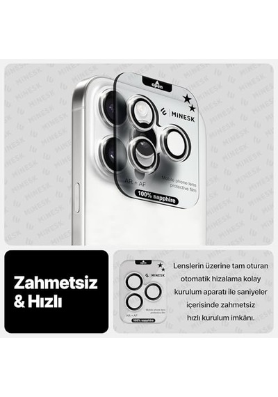 İphone 15 Pro / 15 Pro Max İle Uyumlu    Safir Cam %99.9 Saflıkta Gerçek Safir Cihazın Kendi Lensleri İle Ayn