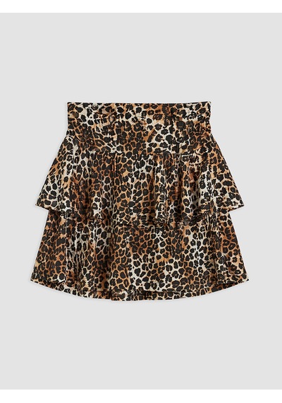 Lcw Vision Siyah Leopar Desenli Katkat Mini Şortlu Etek