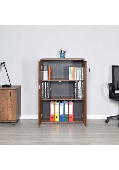 Adoremobilya Rio Ofis 3 Raflı Kapaklı Kitaplık - Oslo Ceviz