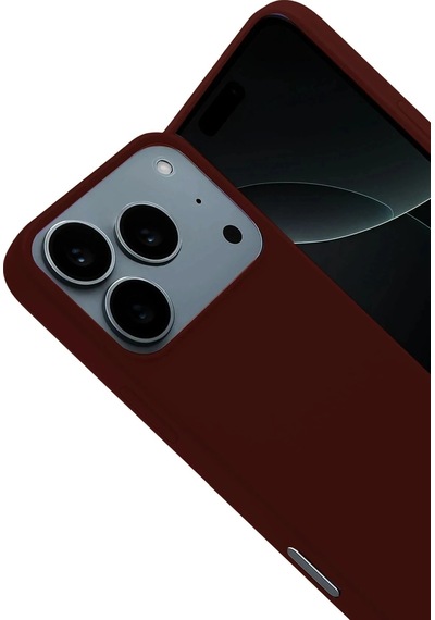 Mey İthalat iPhone Uyumlu 17 Pro Nano İçi Kadife Silikon - Bordo