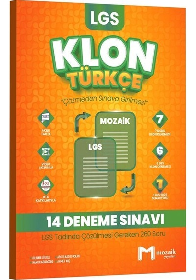 Mozaik Yayınları 8. Sınıf Lgs Türkçe Klon 14 Deneme