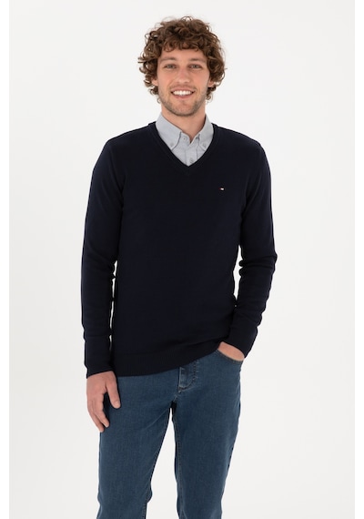 U.S. Polo Assn. Erkek Slim Fit V Yaka Lacivert Basic Kazak 50313668-VR033